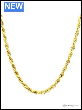 14K Solid Gold Rope Chain Necklace Lobster Clasp 20in Layering